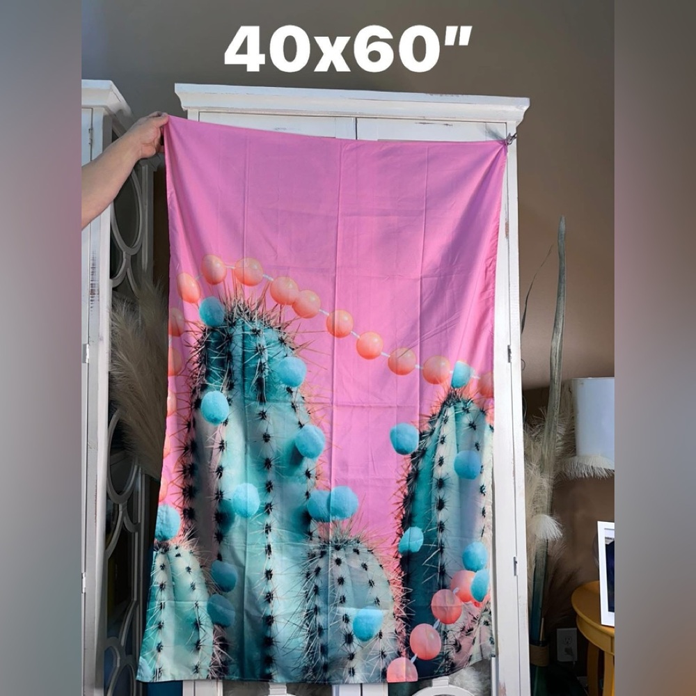New Pink western cactus tapestry